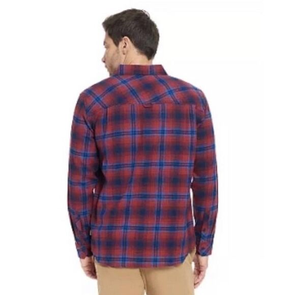 Hurley Men's Flannel Plaid Button-Down Shirt (SUNDRIED TOMATO) Size Small - Picture 2 of 9